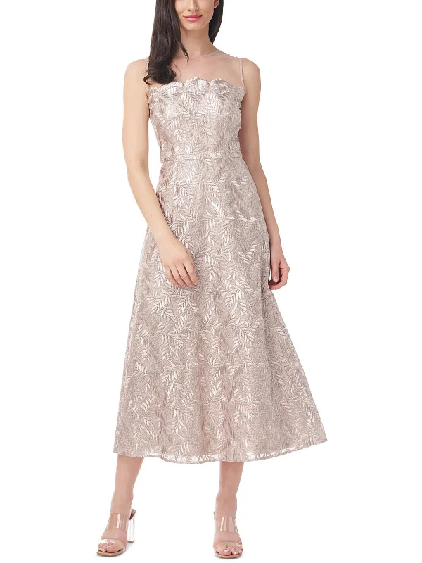 Special Price Womens Embroidered Midi Cocktail and Party Dress