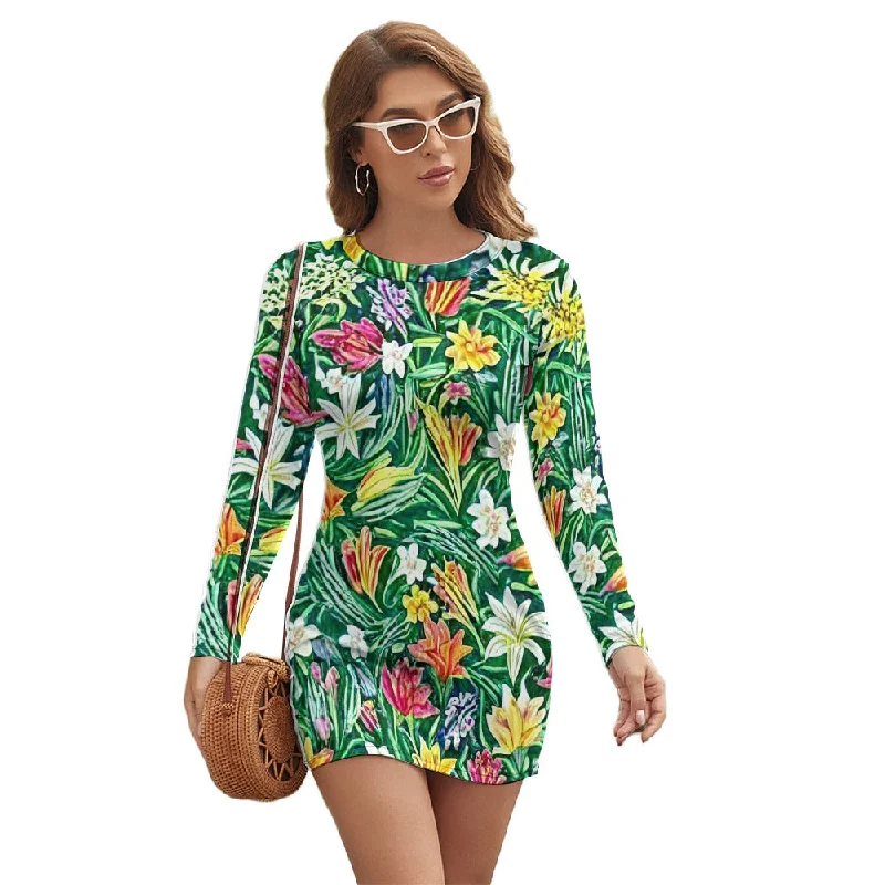 Sale Event Women's Long Sleeve Round Neck Slim Dress