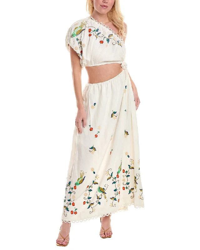 Don't Wait FARM Rio Pitanga Linen-Blend Maxi Dress