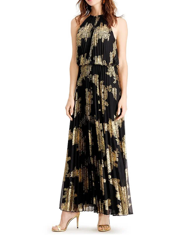 Super Bargain Petites Womens Metallic Blouson Maxi Dress