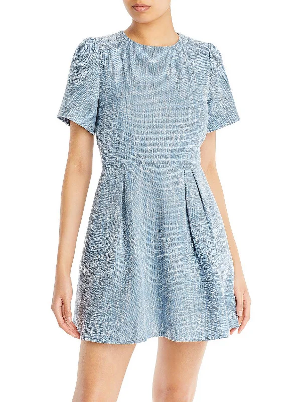Instant Savings Womens Boucle Mini Fit & Flare Dress