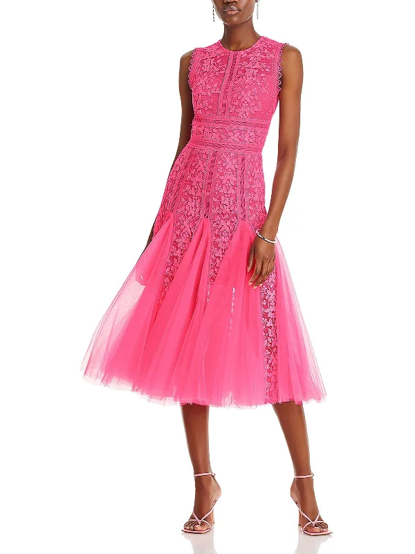 Deal Dash Megan Womens Lace Ladder Stitch Cocktail And Party Dress