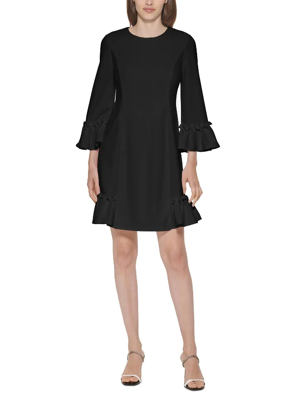 Mega Deal Womens Ruffled Above Knee Shift Dress