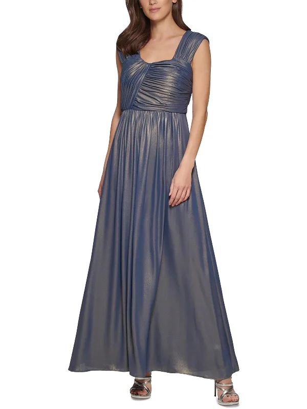 Price Break Womens Shimmer Ruched Evening Dress
