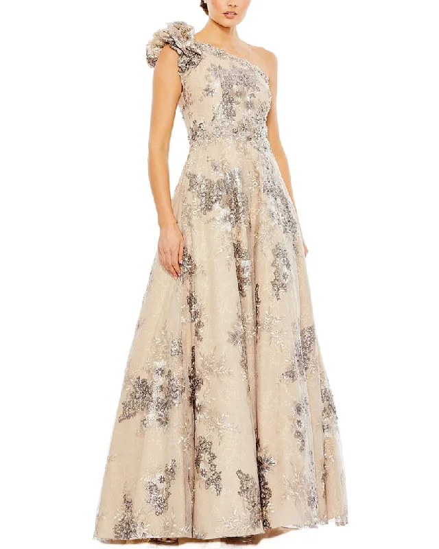 Savings Spectacular Mac Duggal Embellished One Shoulder A-Line Gown