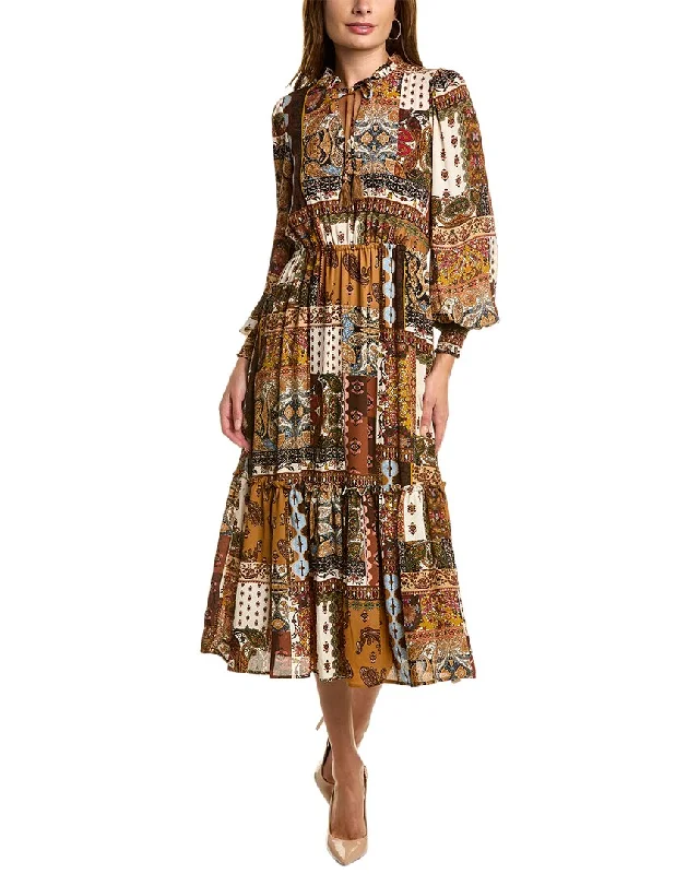 Fantastic Deals T Tahari Patchwork Midi Dress