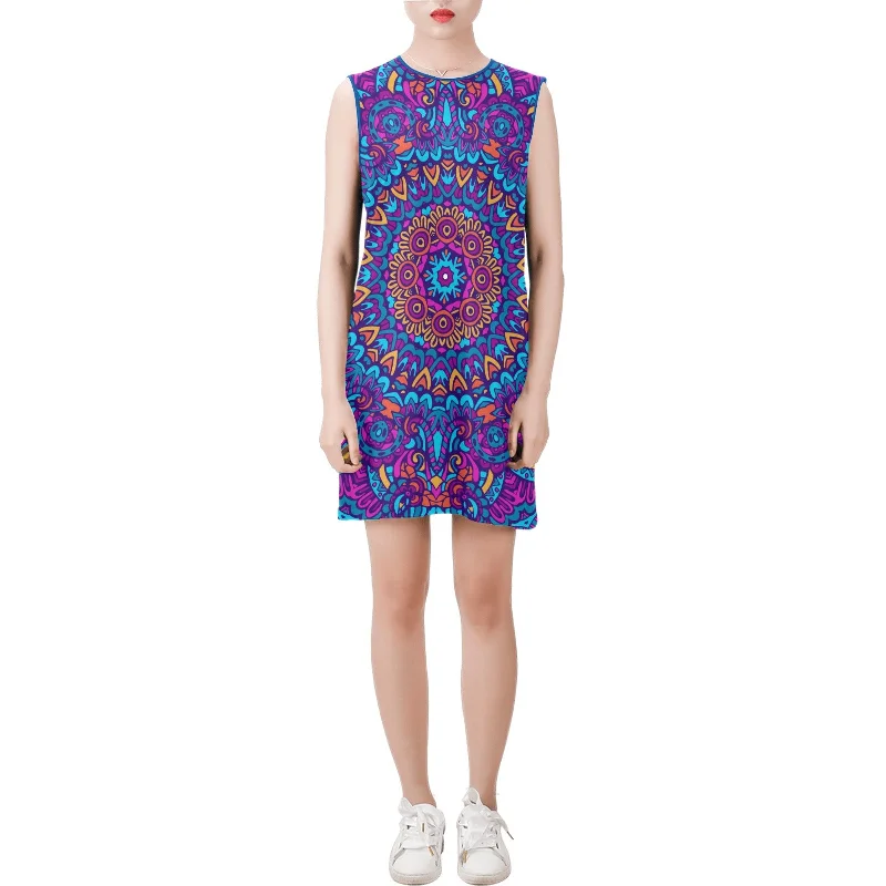New Deals Sleeveless Round Neck Shift Dress (Model D51)