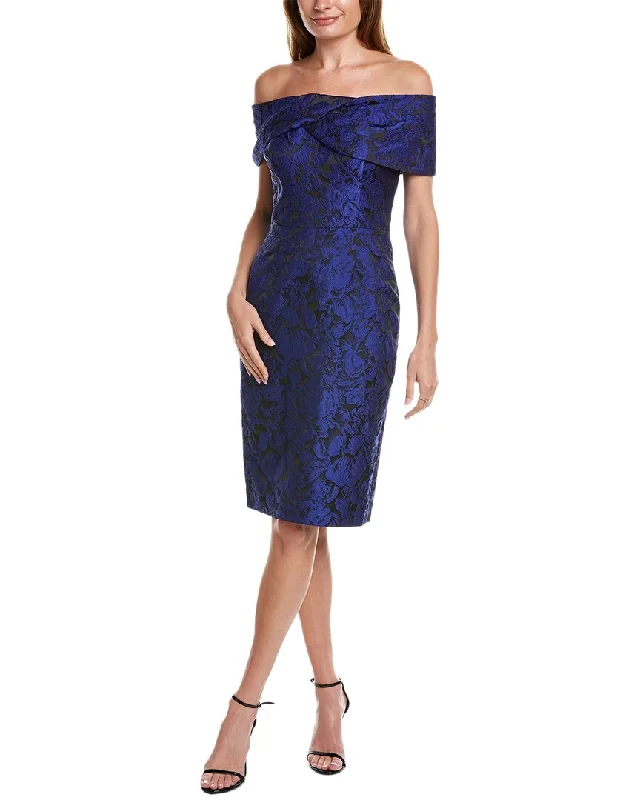 Midnight Madness Teri Jon by Rickie Freeman Off-The-Shoulder Sheath Dress