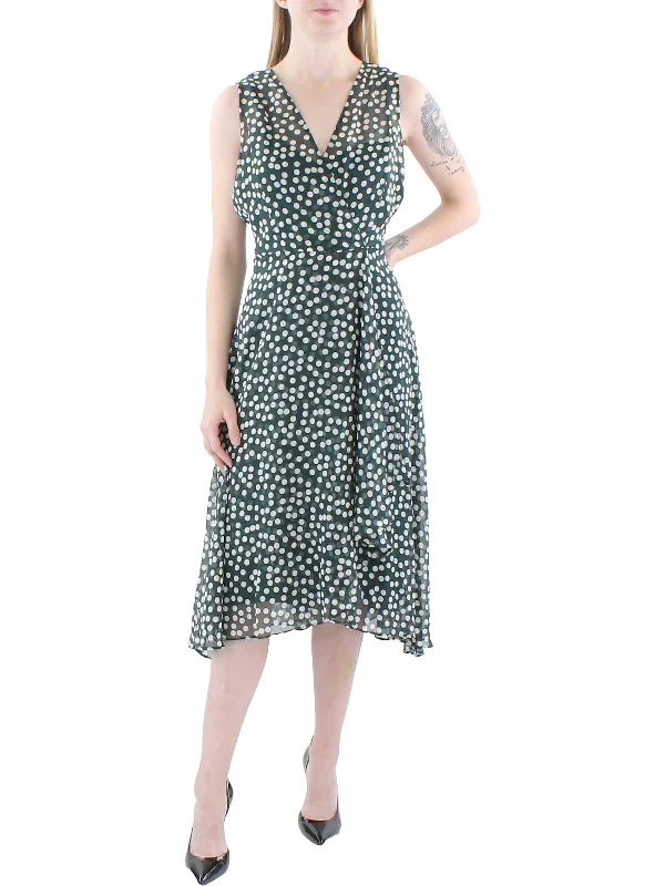 Price Buster Womens Dotted Midi Wrap Dress