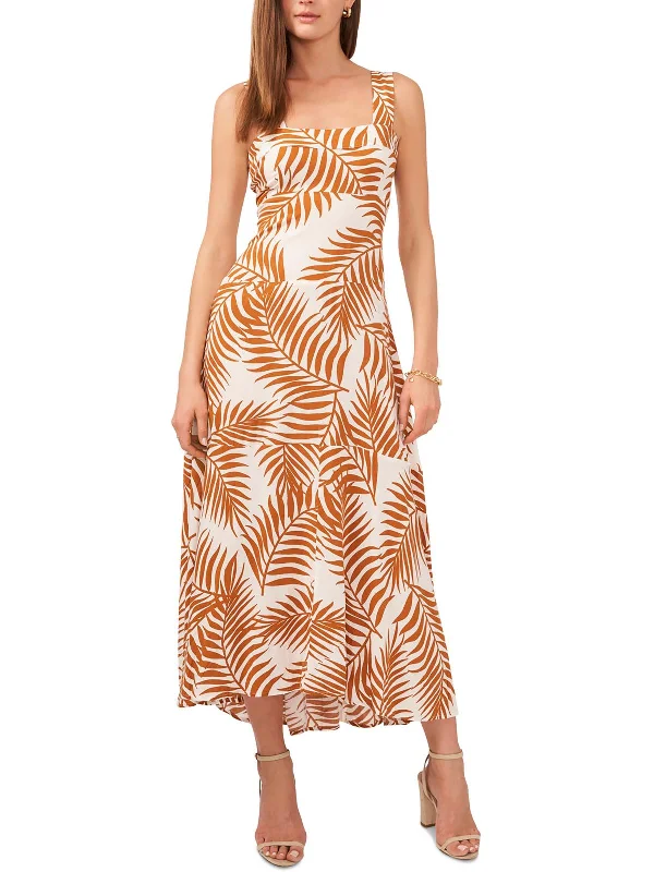 Major Savings Womens Smocked Tea-Length Fit & Flare Dress
