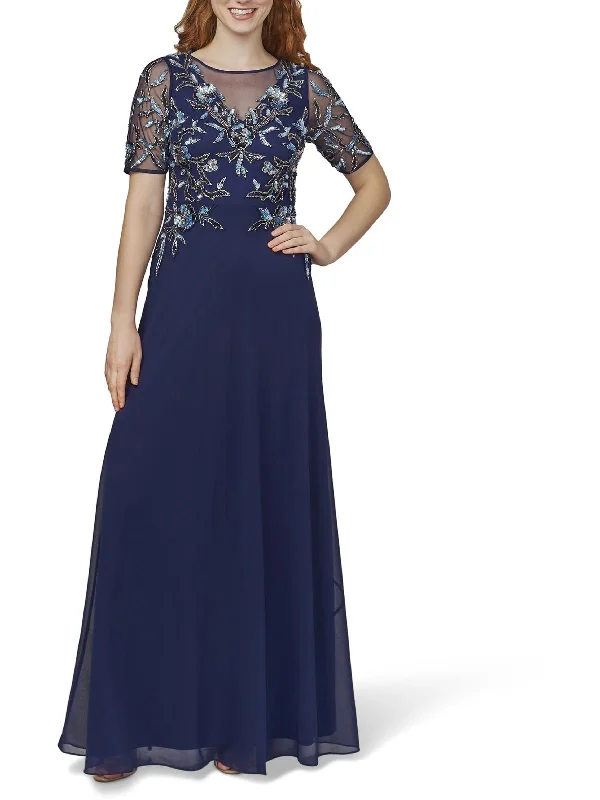 Discount Days Womens Chiffon Embellished Evening Dress