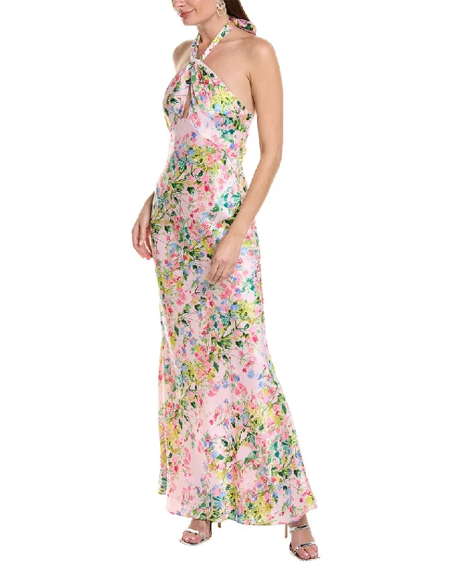 Deal Dash ML Monique Lhuillier Rose Satin Maxi Dress