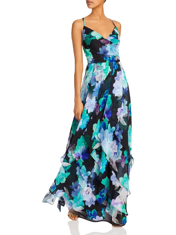 Fantastic Deals Womens Floral Layered Formal Dress
