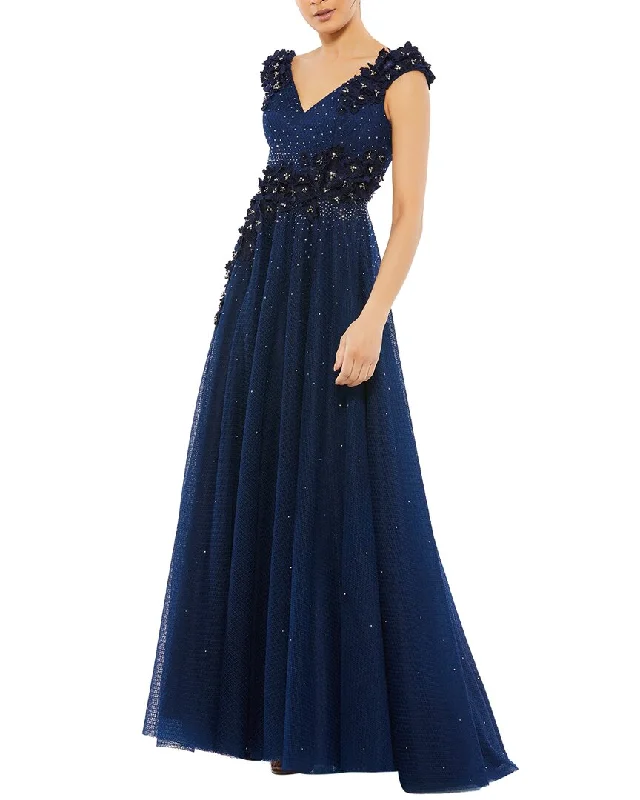 Reduced Prices Mac Duggal Floral Applique A-Line Evening Gown