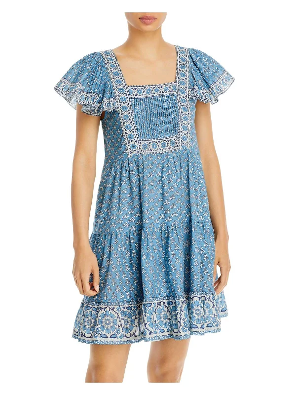 Crazy Deals Fernanda Womens Flutter Sleeve Short Mini Dress