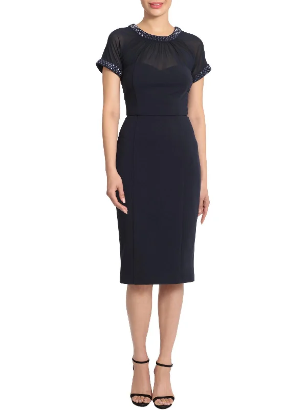 Great Bargains Womens Embellished Sheer Sheath Dress