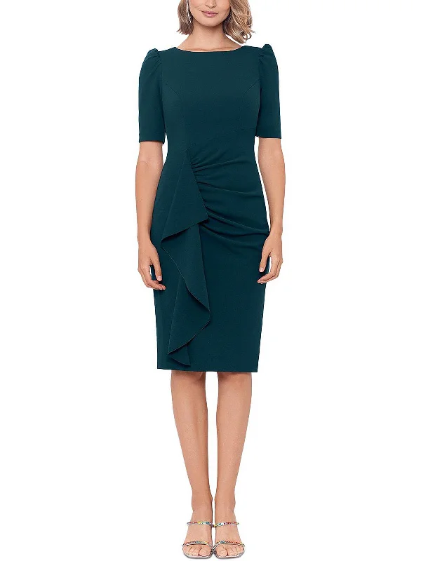 Now or Never Womens Ruched Knee Sheath Dress