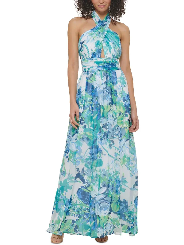Big Discounts Womens Halter Pleated Evening Dress