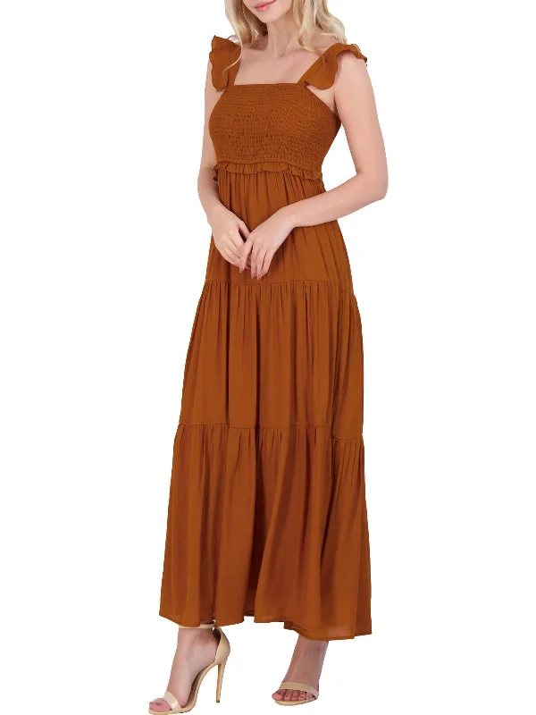 Price Drop Alert Womens Ruched Sleeveless Maxi Dress