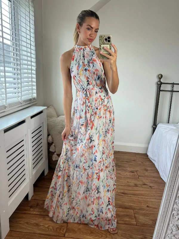 Customer Appreciation Sale Willow High Neck Maxi Dress / Floral Print - As Seen On Sam Faiers