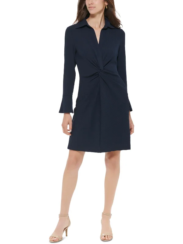 TIME-Limited Offer Petites Womens Ribbed Mini Wear to Work Dress