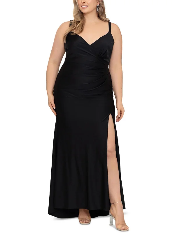Price Rollback Plus Womens V-Neck Sleeveless Evening Dress