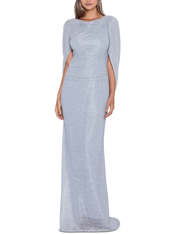 Limited Stock Womens Metallic Ruched Evening Dress