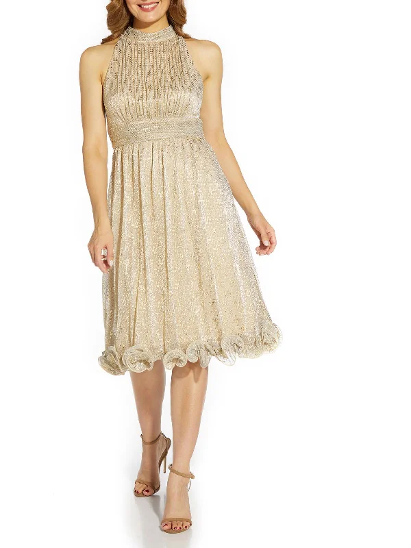 Major Savings Womens Metalllic Knee Cocktail and Party Dress