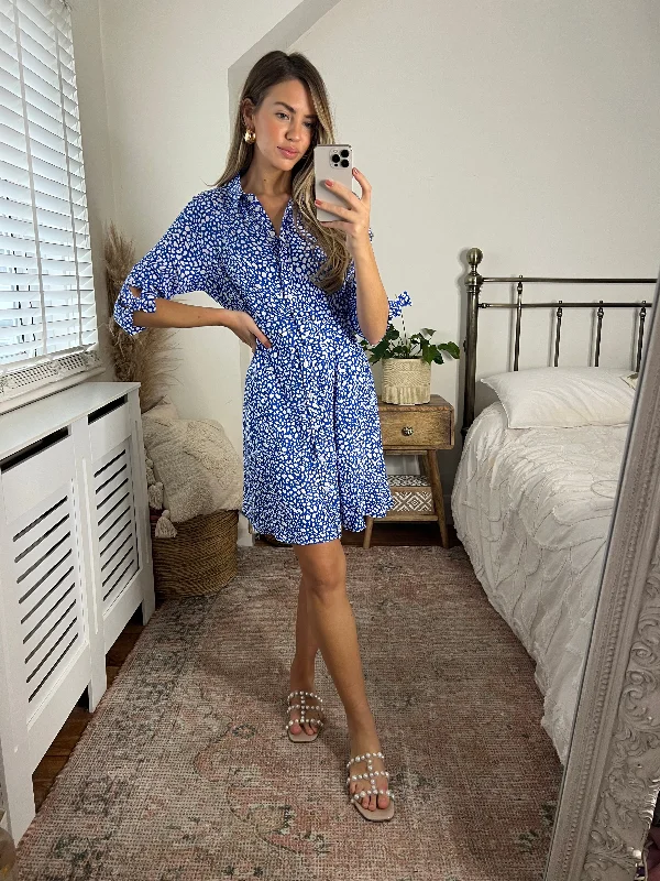 Amazing Deals Olivia Mini Belted Shirt Dress / Blue Spot