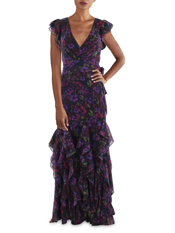 Hot Deal Womens Chiffon Printed Maxi Dress