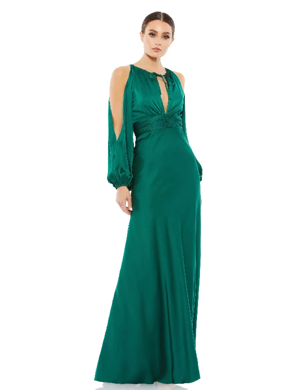 Unbeatable Prices Tied Keyhole Cold Shoulder Bishop Sleeve Gown
