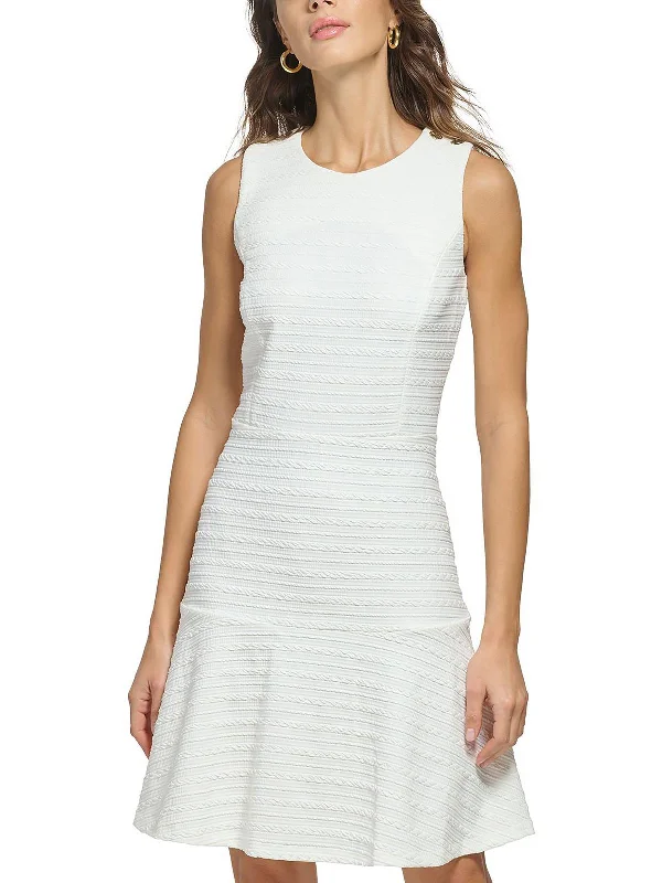 Deep Discounts Petites Womens Jacquard-Knit Mini Fit & Flare Dress