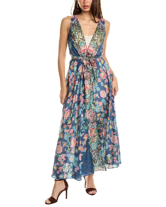 Final Clearance Johnny Was Peppermint Adelia Silk Maxi Dress