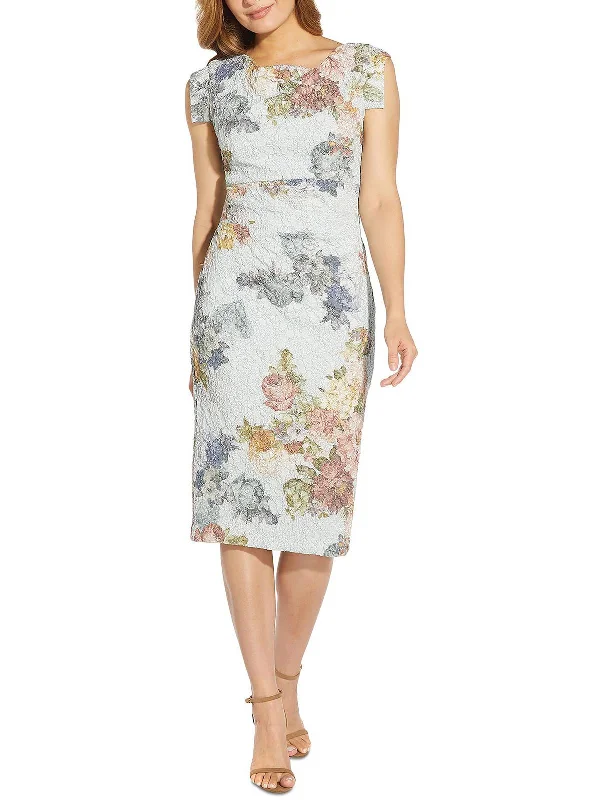 Discount Extravaganza Womens Metallic Midi Cocktail and Party Dress