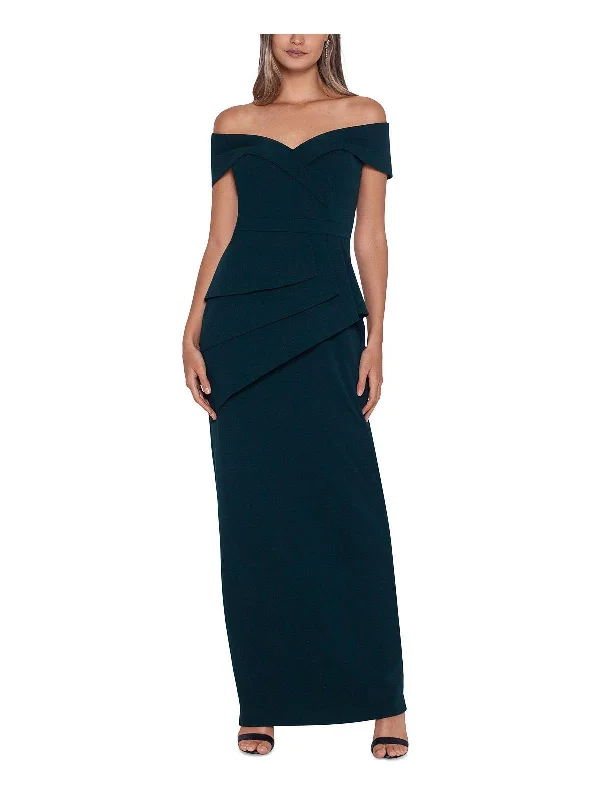 Weekend Deal Womens Peplum Maxi Evening Dress