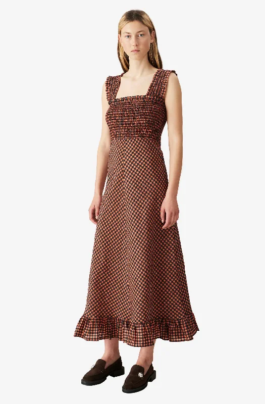 While Supplies Last Seersucker Check Maxi Dress