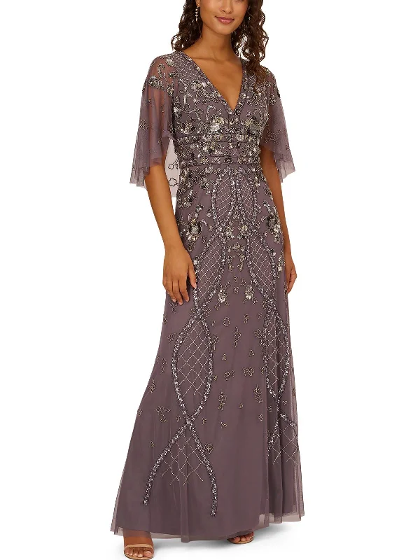 Limited Availability Womens Sequin Beaded Evening Dress