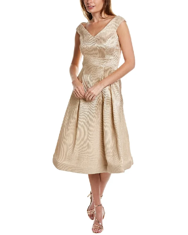 New Deals Teri Jon by Rickie Freeman Rib Textured Jacquard A-Line Dress