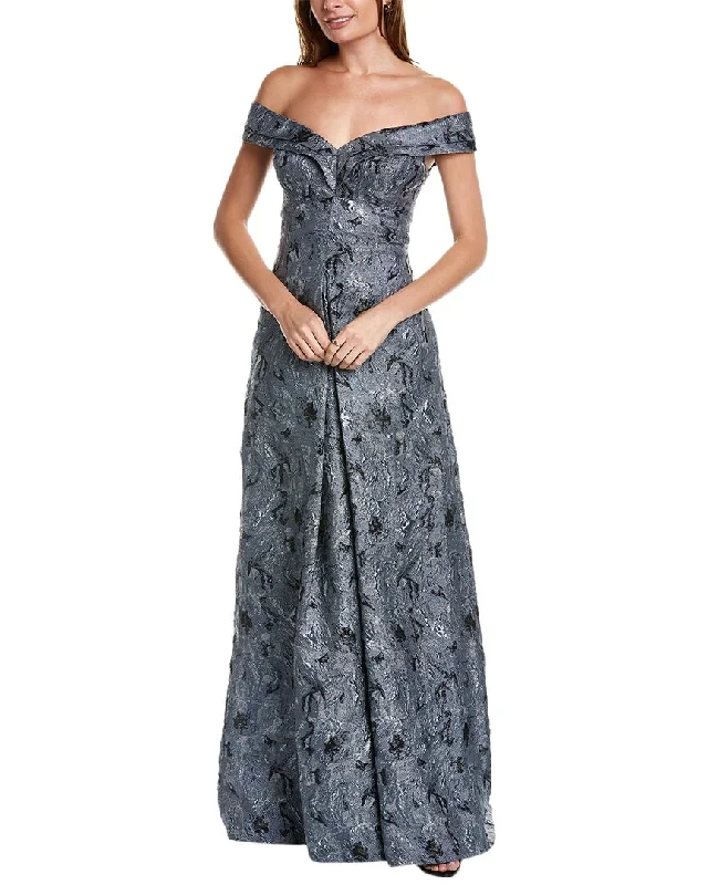 Act Now Teri Jon by Rickie Freeman Off-The-Shoulder Jacquard Gown