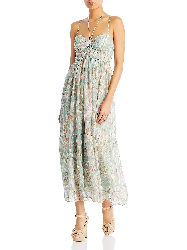 Bargain Prices Womens Pintuck Metallic Maxi Dress