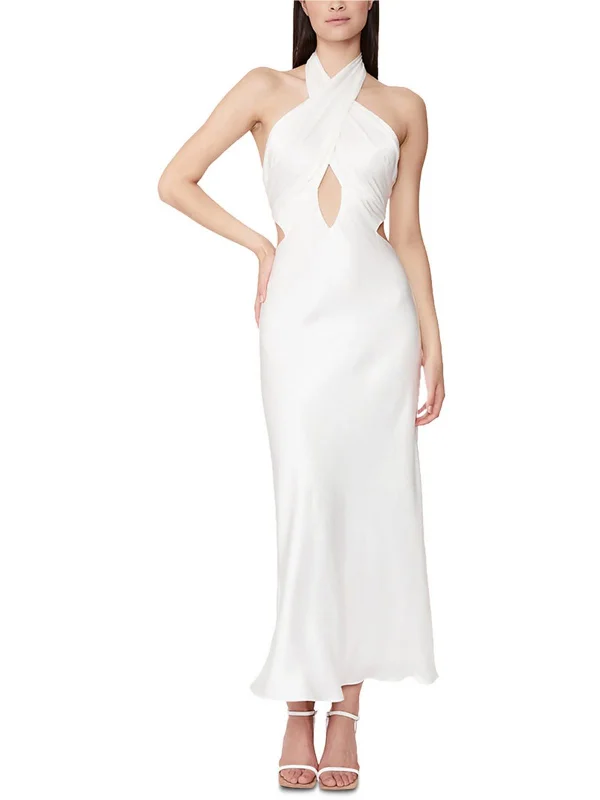 Flash Deals Womens Satin Sleeveless Midi Dress