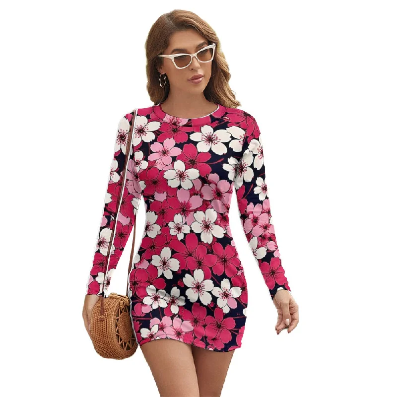 Limited Edition Women's Long Sleeve Round Neck Slim Dress