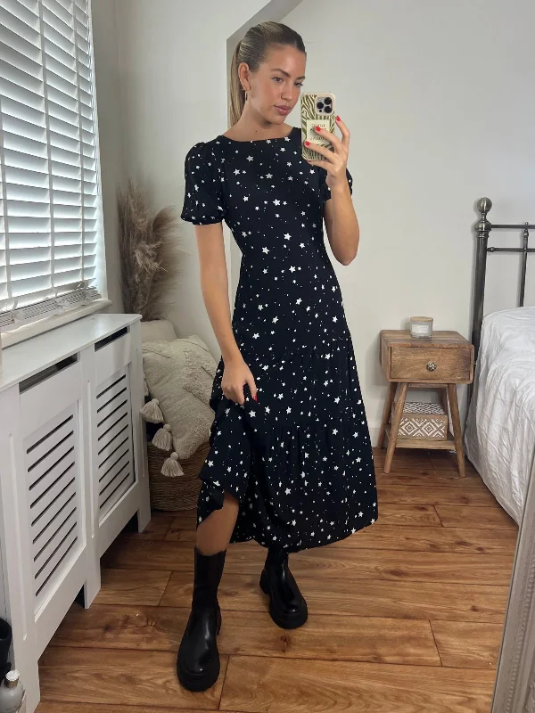 Massive Deals Erika Bow Back Tierred Dress / Mono Star