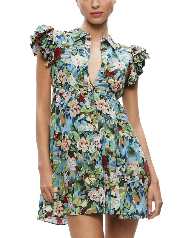Bonus Savings alice + olivia Meeko Ruffle Sleeve Shirtdress
