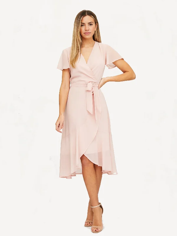 Special Price Faith Midi Ruffle Dress / Blush