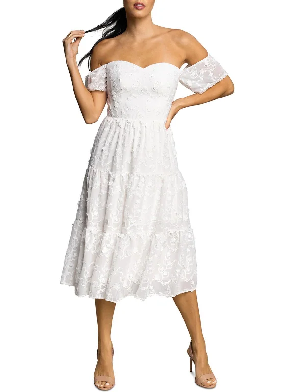 Factory Direct Sale River Womens Lace Midi Cocktail and Party Dress