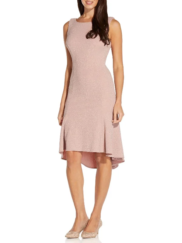 Final Markdown Womens Metallic Knee Length Fit & Flare Dress