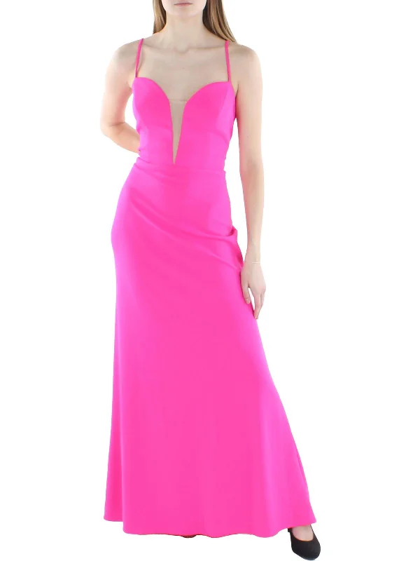 Steals and Deals Womens Plunging Long Evening Dress
