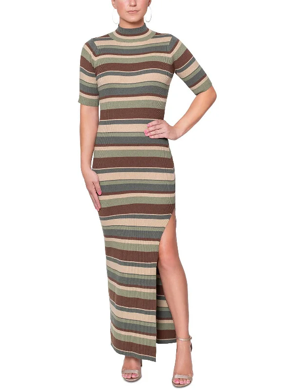 Closeout Sale Esme Womens Striped Maxi Sweaterdress