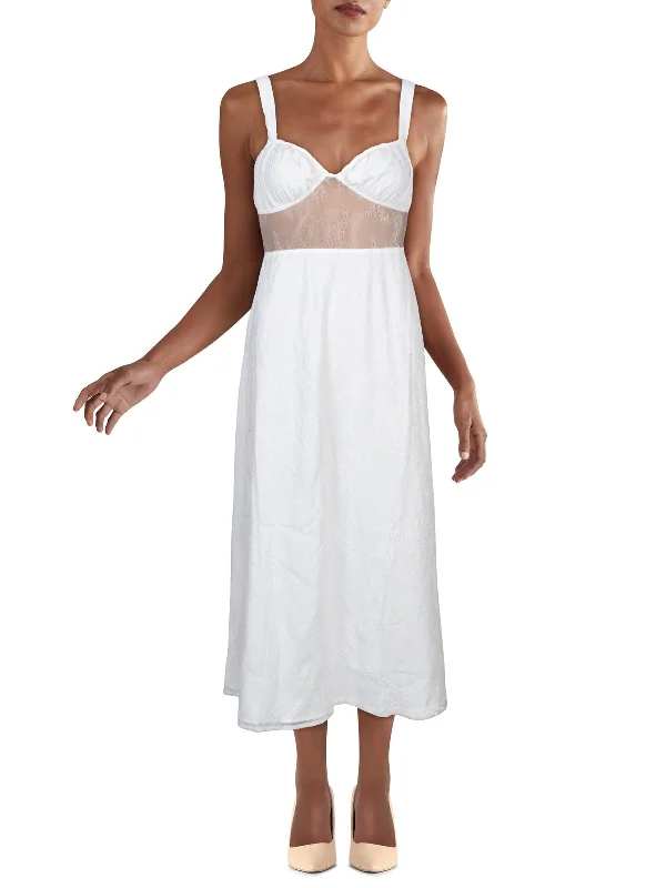 Blowout Deals Womens Lace Sheer Midi Dress